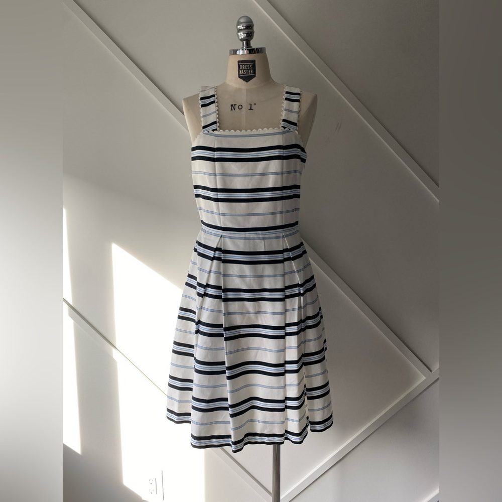 Kookai Striped Ruffle Sleeveless Midi Dress - 36 (approx XS)